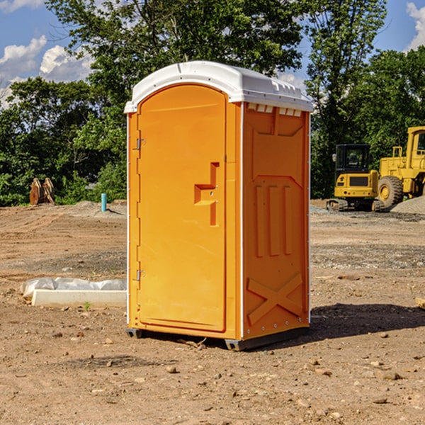 how often are the portable restrooms cleaned and serviced during a rental period in Camby